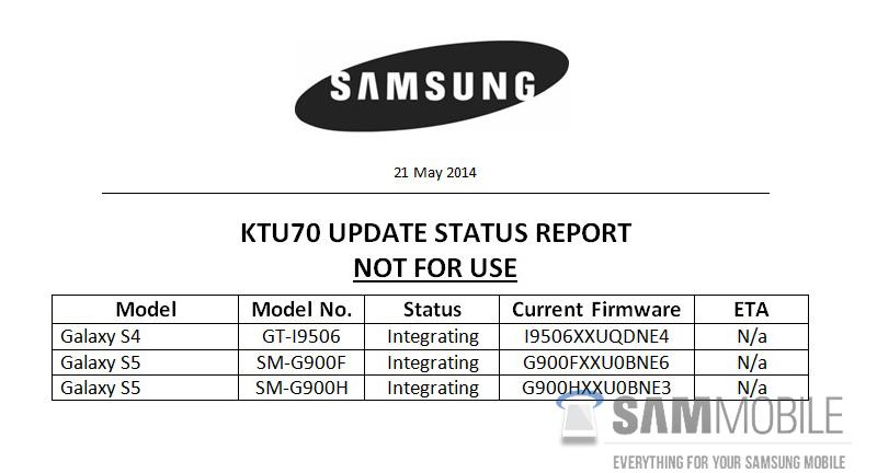 Samsung Android 4.4.3 KTU70 update leak
