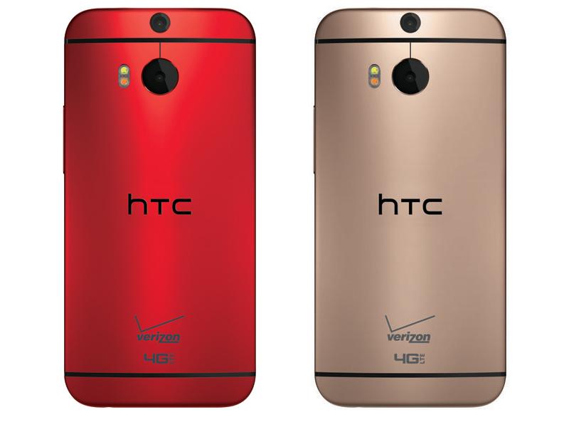Glamour Red, Amber Gold HTC One M8 Verizon Wireless backs