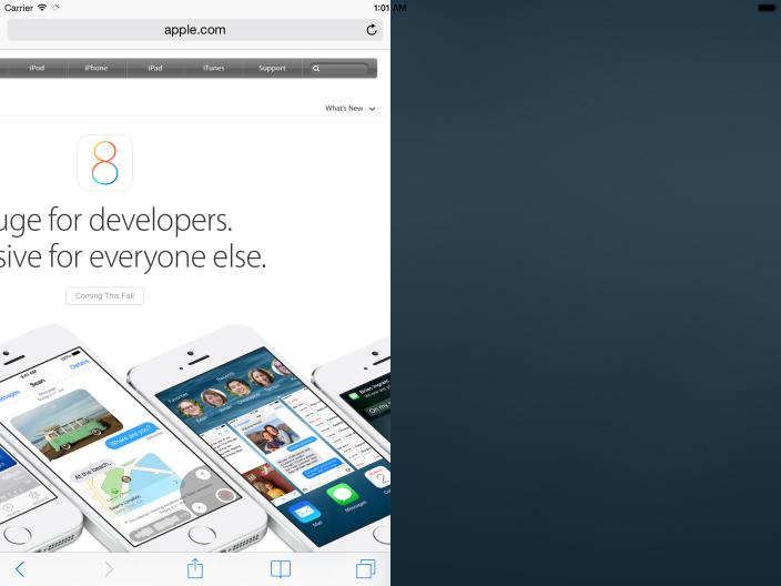 iOS 8 iPad split-screen multitasking