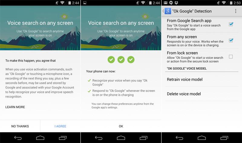 Google Search Android app update Ok Google any screen