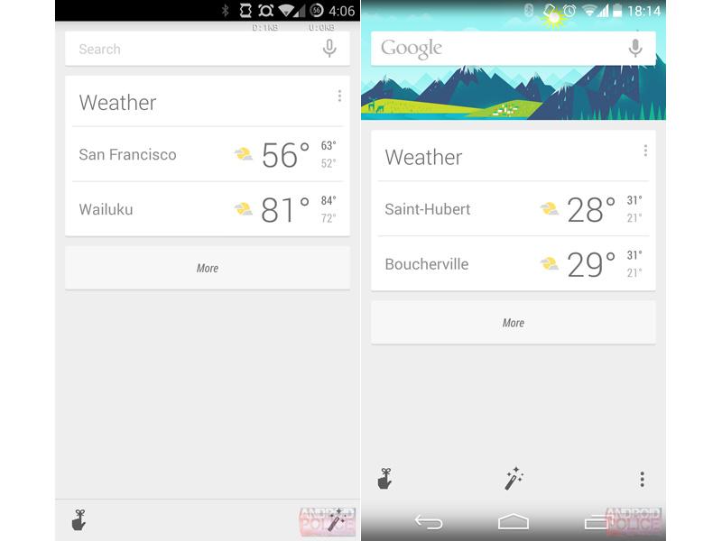Google Now weather card high low temperatures