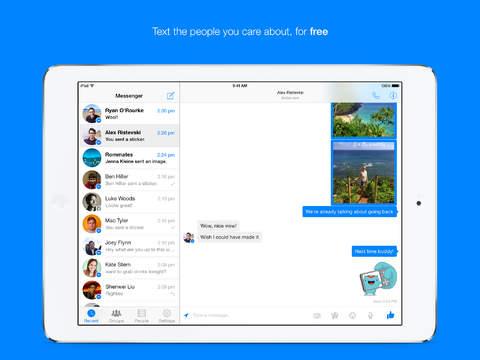 Facebook Messenger for iPad screenshot messaging