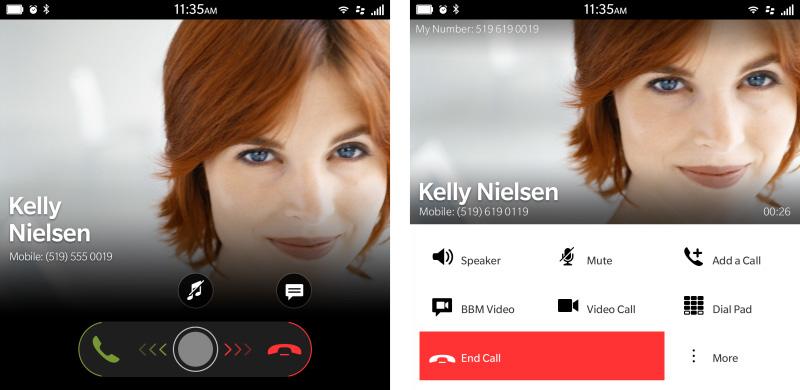 BlackBerry Passport call screenshots