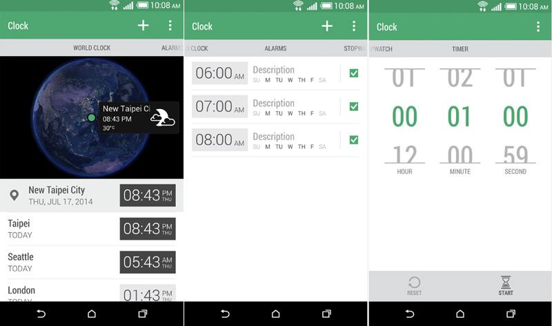 HTC Clock app screenshots