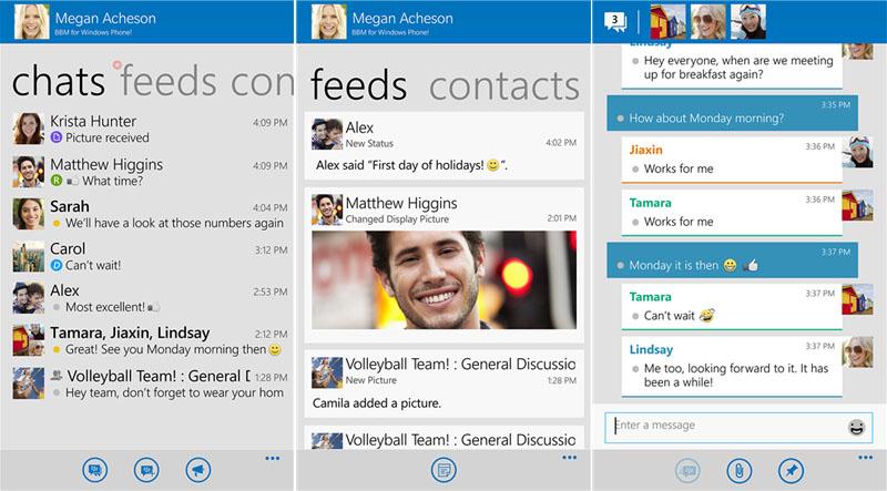 BBM for Windows Phone screenshots