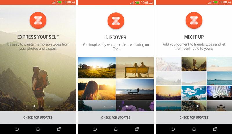 HTC Zoe app screenshots