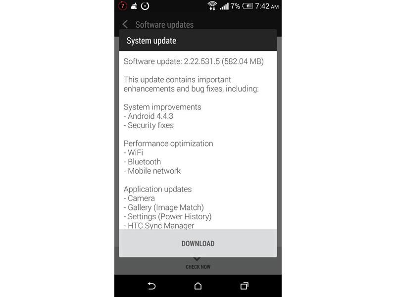 HTC One M8 Android 4.4.3 update