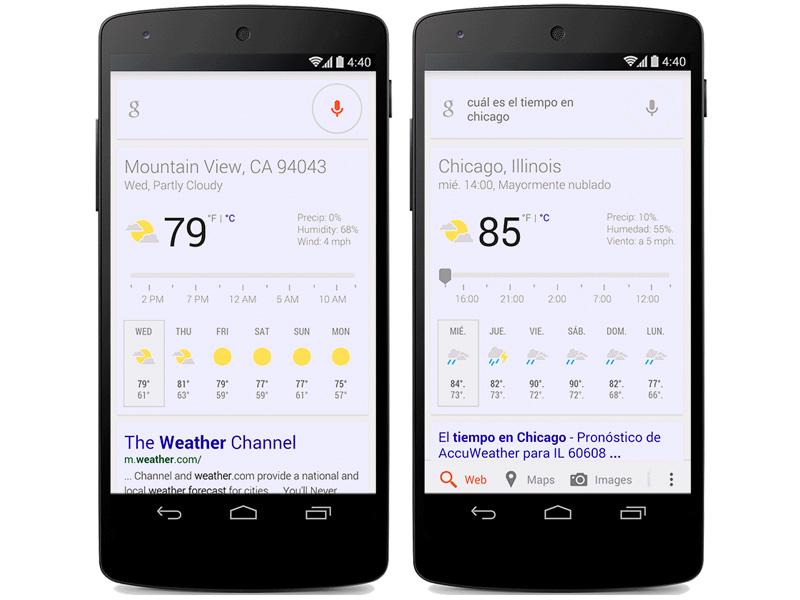 Google Search Android multiple languages