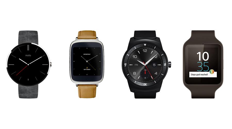 Moto 360, Asus ZenWatch, LG G Watch R, Sony SmartWatch 3