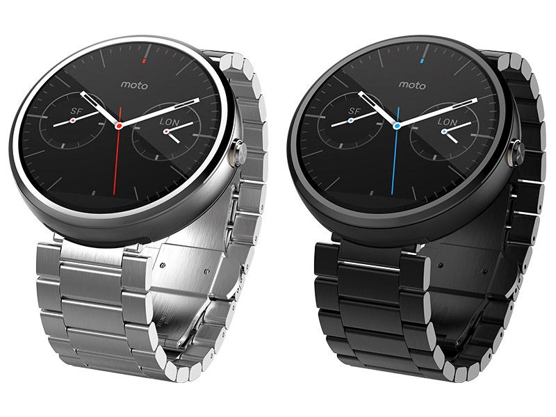 Moto 360 metal band silver black