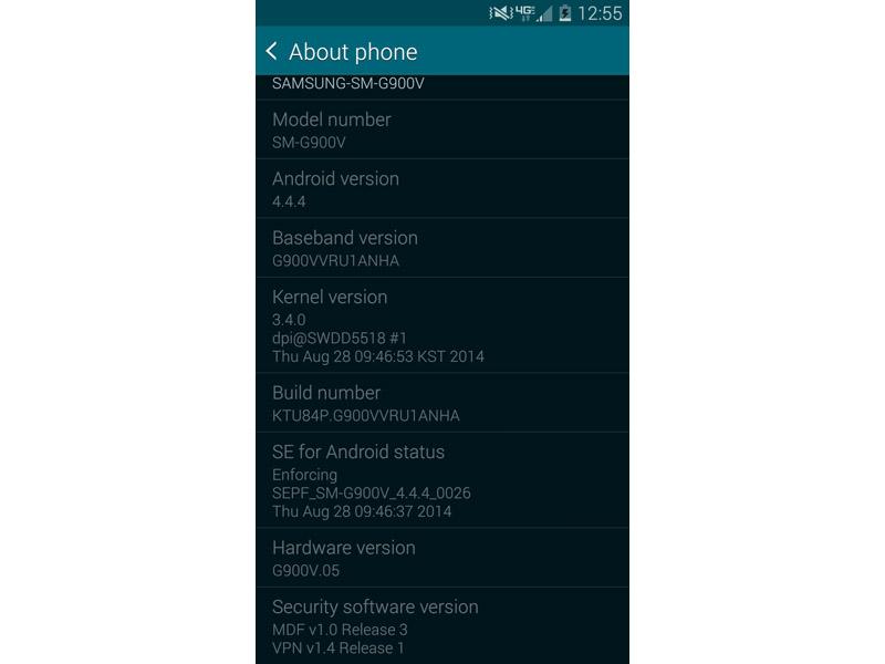 Verizon Galaxy S5 Android 4.4.4 update