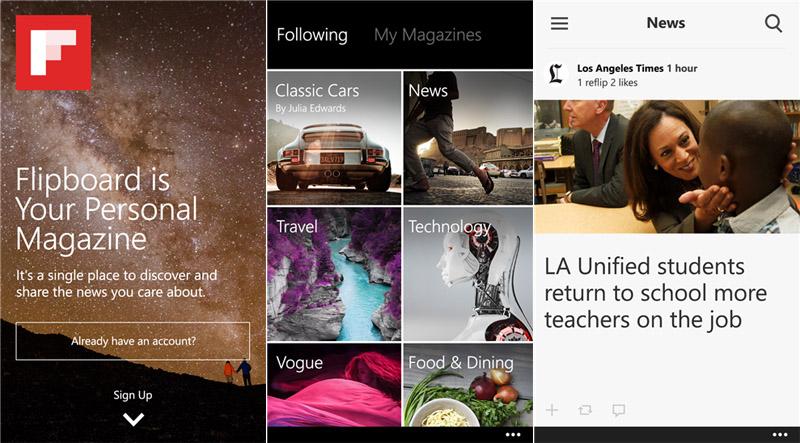 Flipboard for Windows Phone screenshots