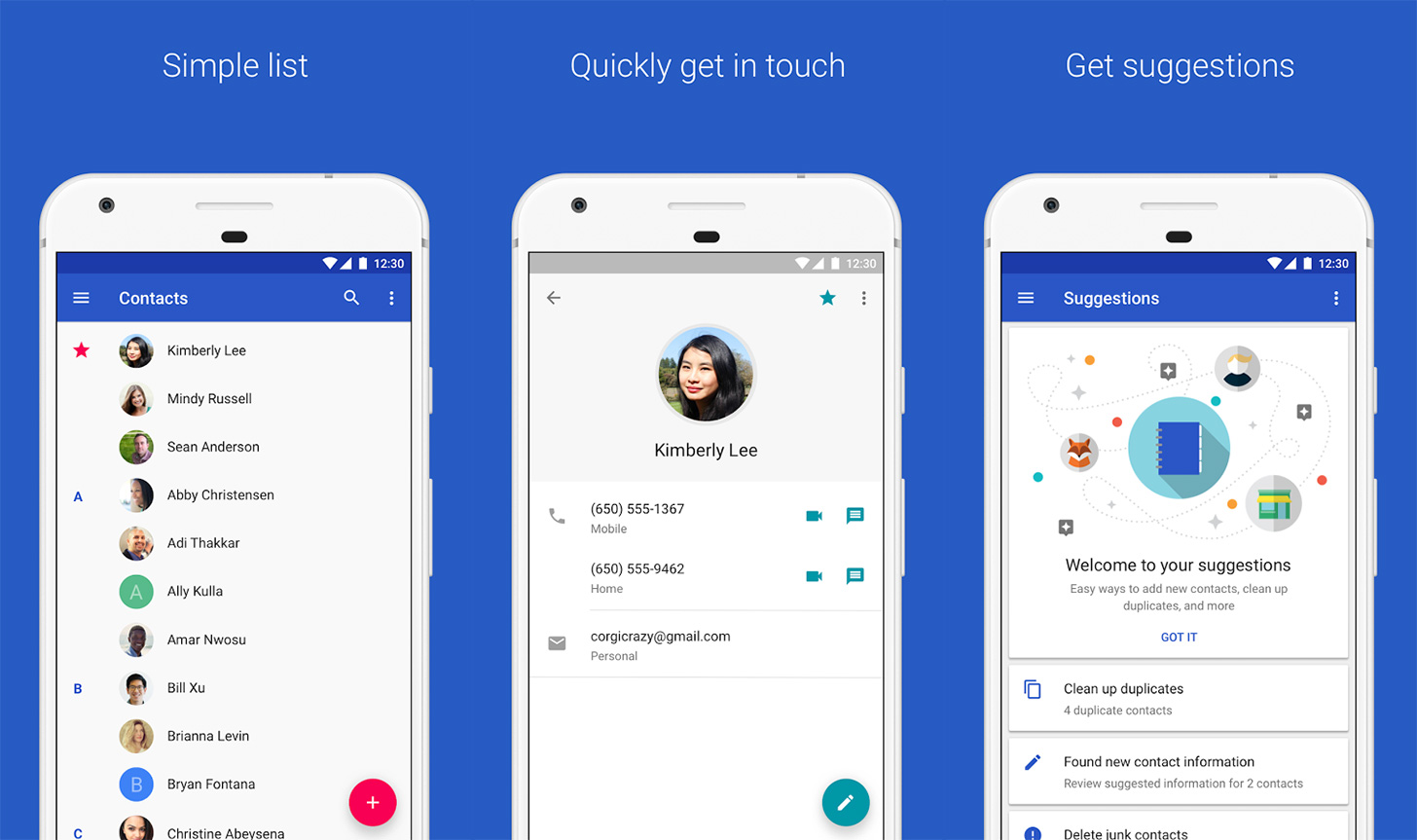 Google Contacts app now available to devices on Android 5.0 and up.