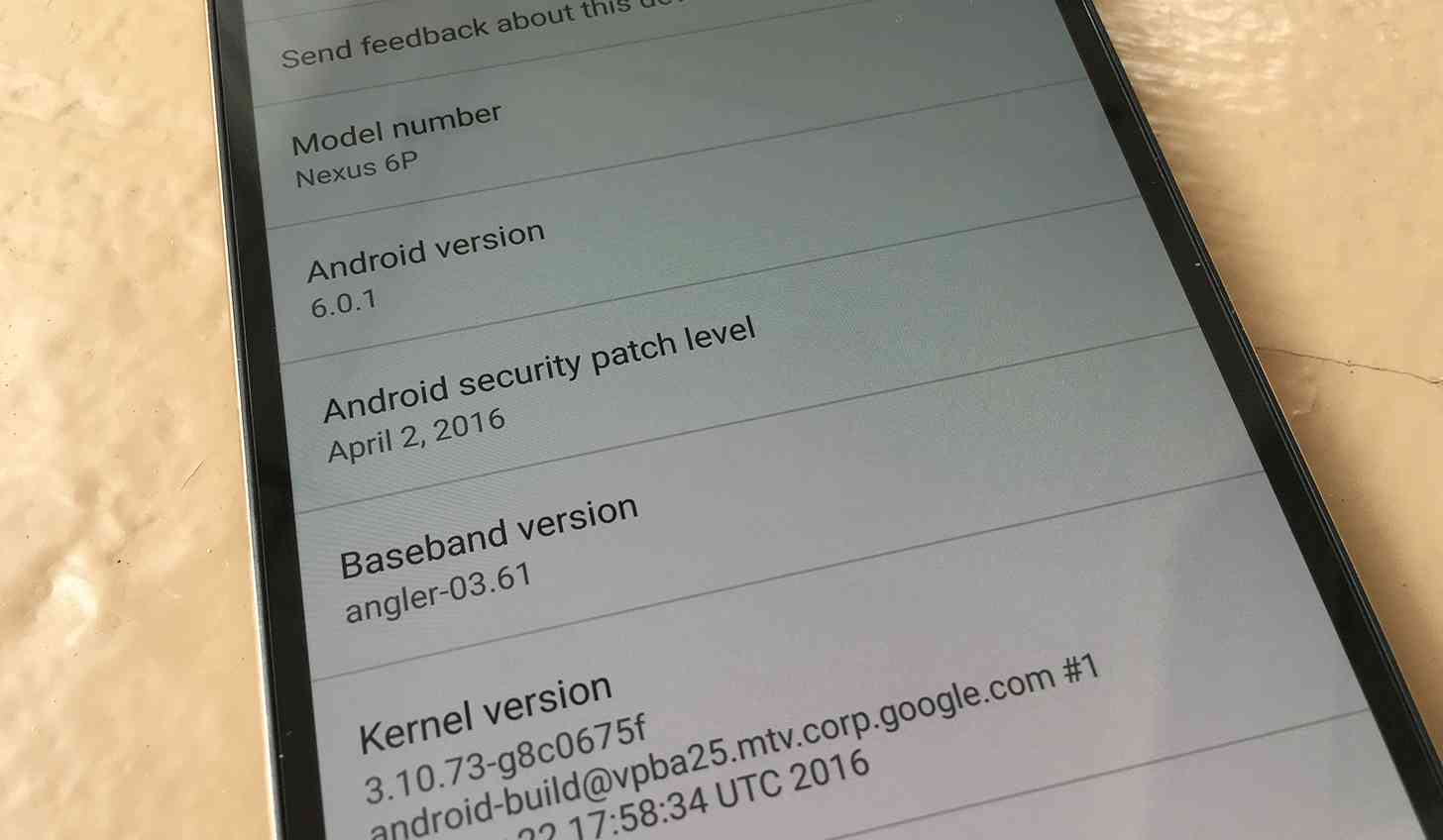 Android Security Patch Level Nexus 6P