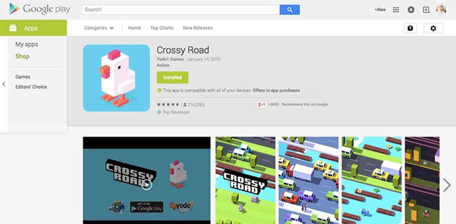 Google Play web store old
