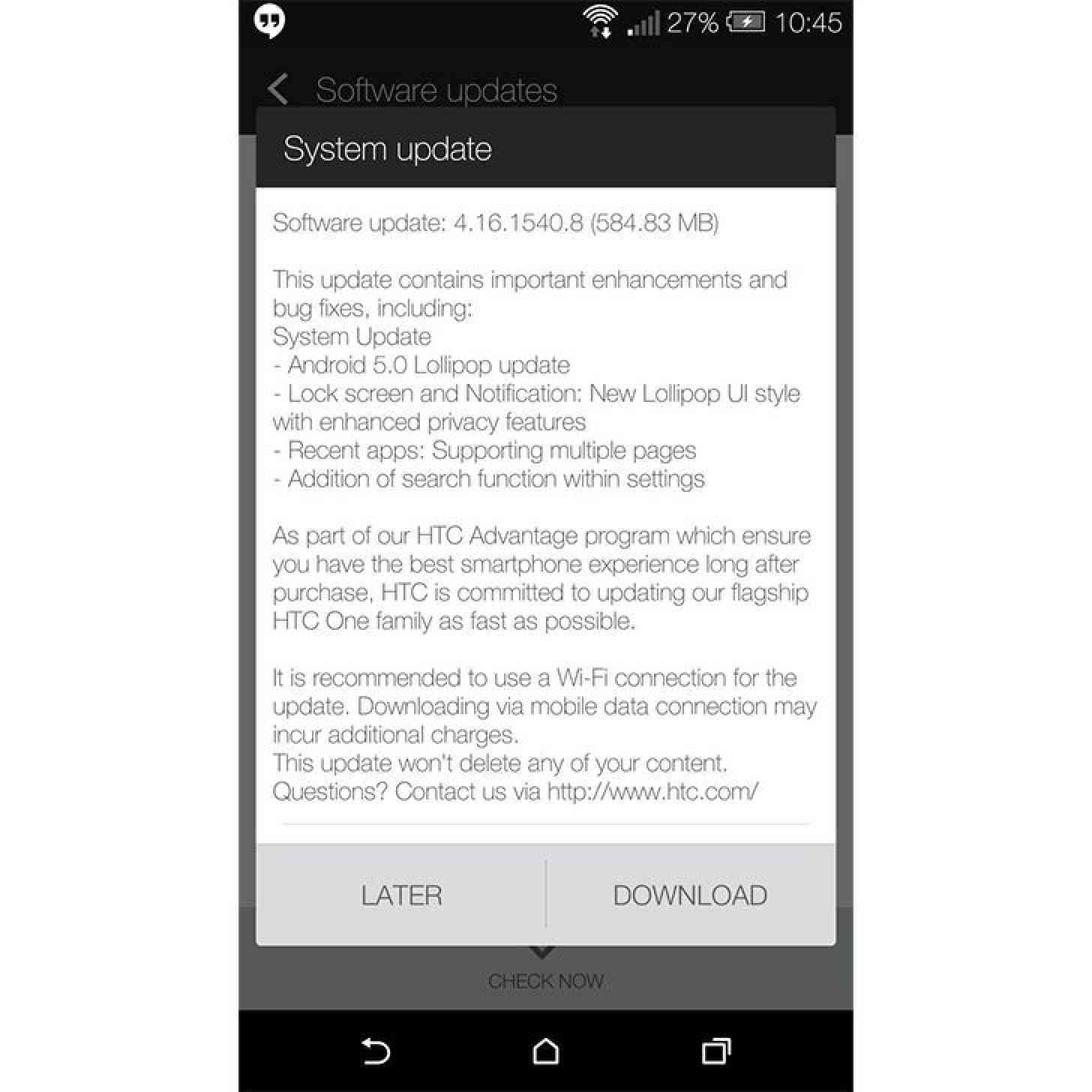 HTC One M8 Android 5.0 Lollipop update