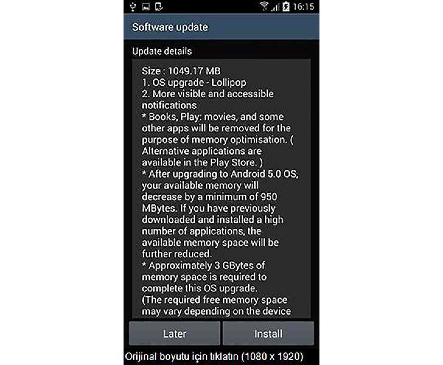 Samsung Galaxy S4 Android 5.0 Lollipop update screenshot