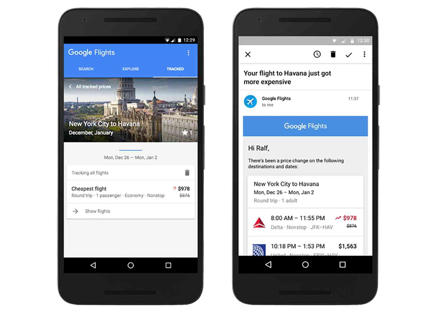 Google Flights price increase