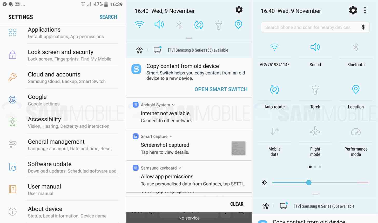 Samsung Galaxy S7 Android 7.0 Nougat Settings, Notifications screenshots