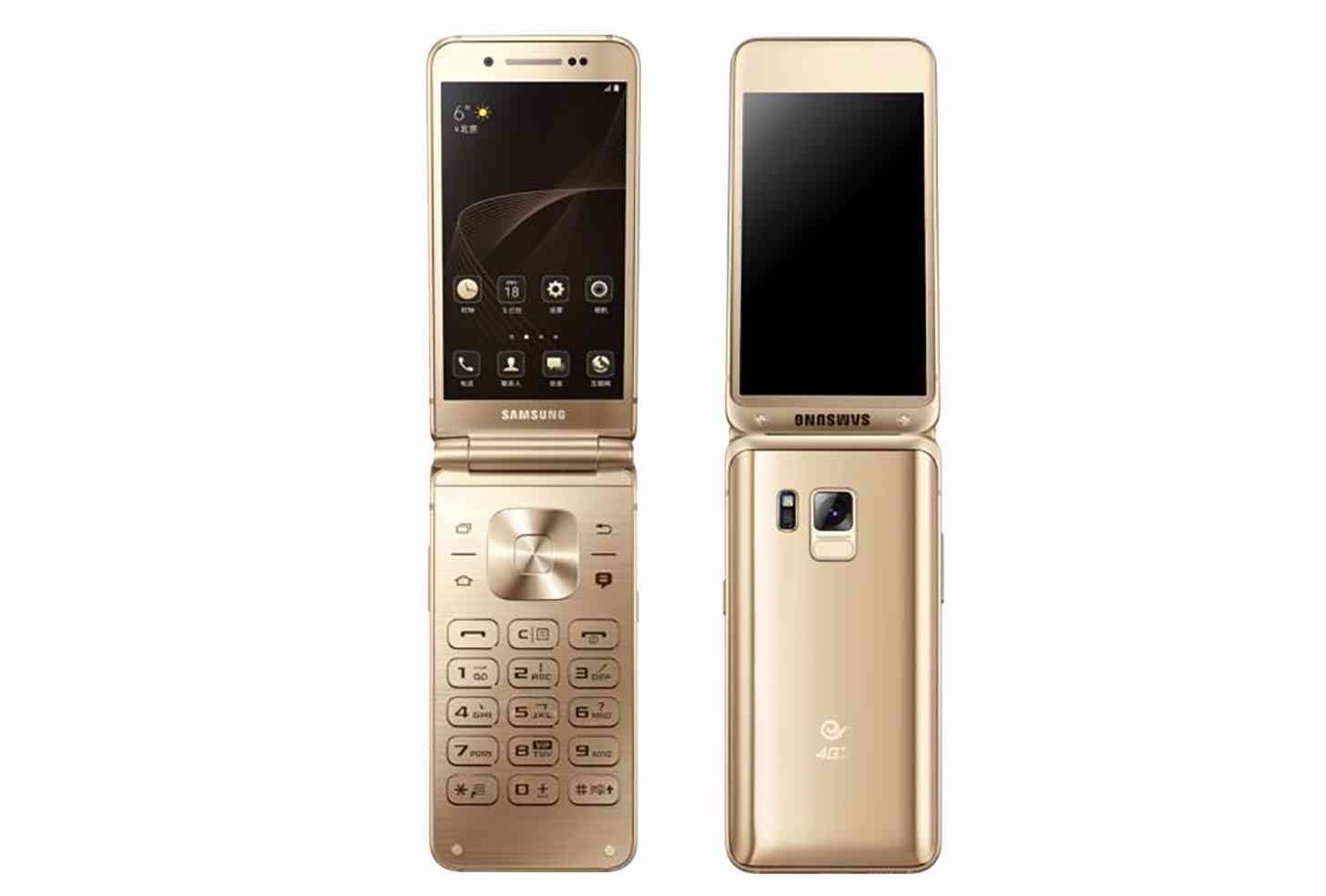 Samsung W2017 Android flip phone gold
