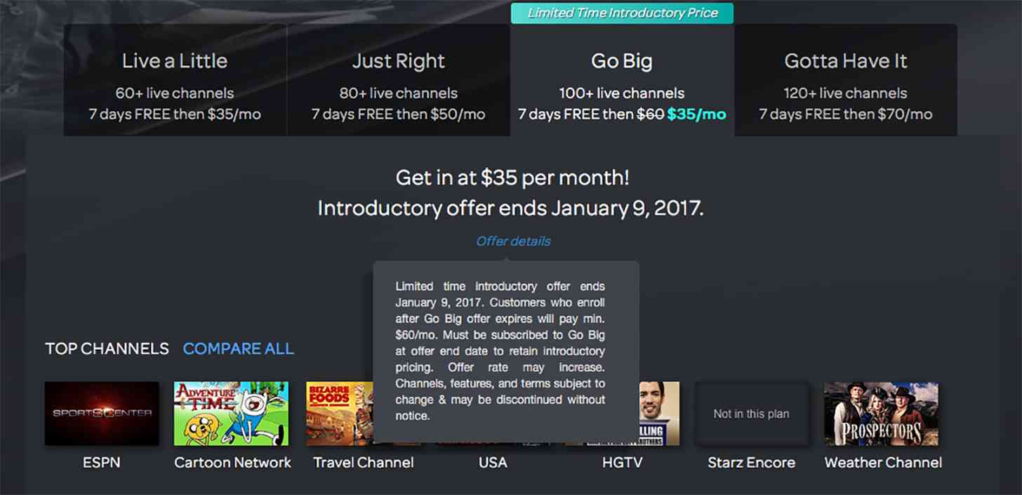 DirecTV Now introductory deal end date