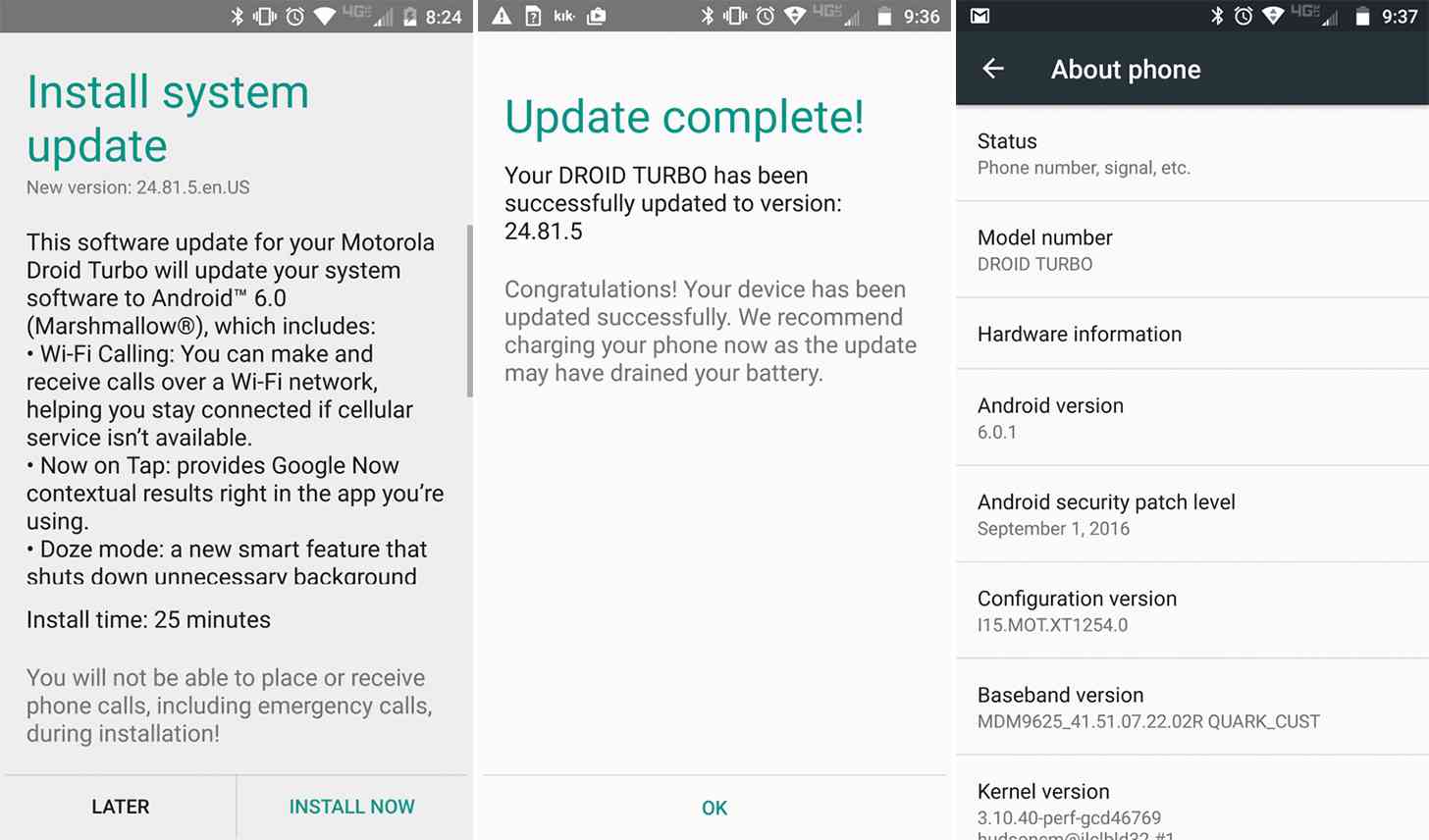 Motorola DROID Turbo Android 6.0.1 Marshmallow update