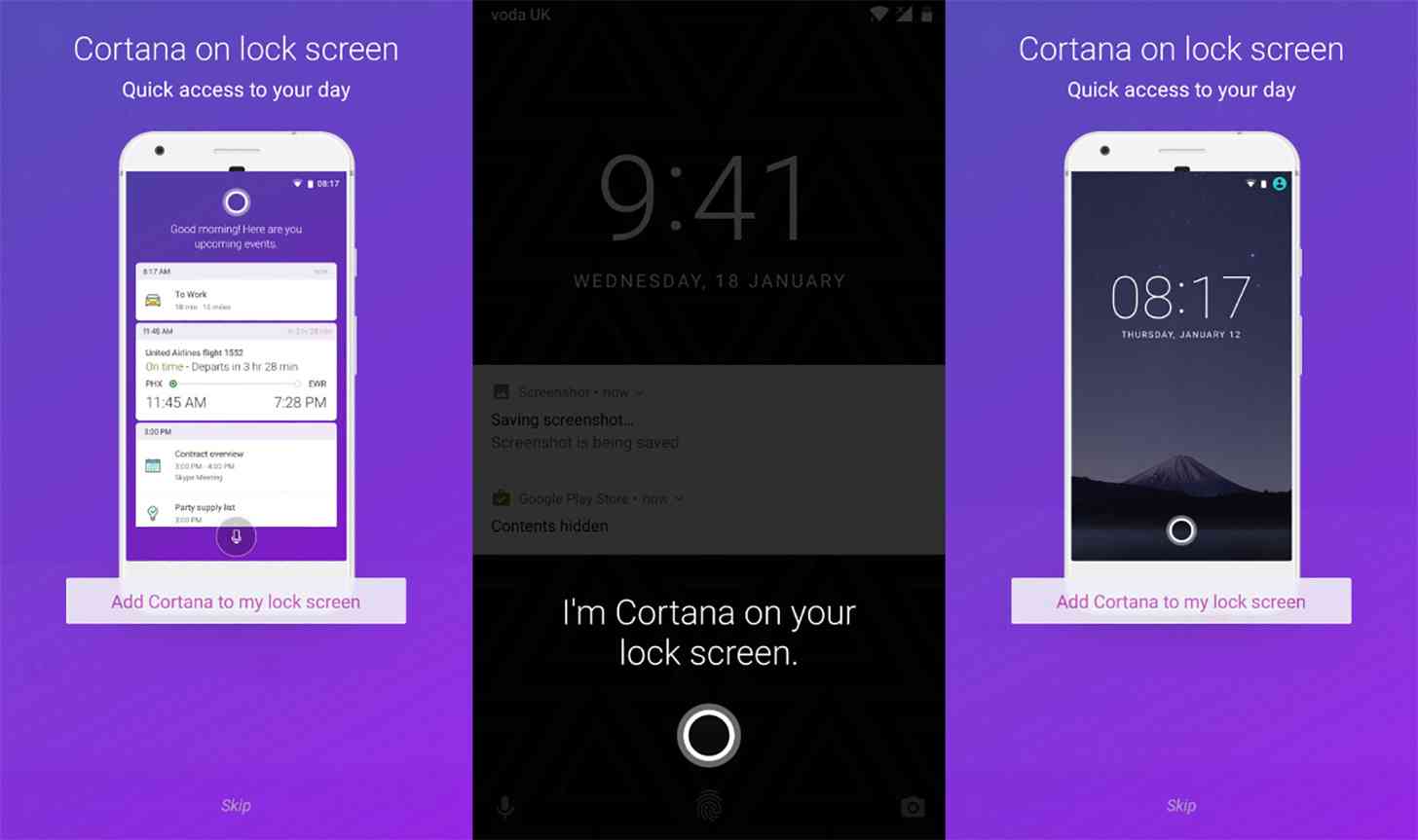 Cortana for Android lock screen beta