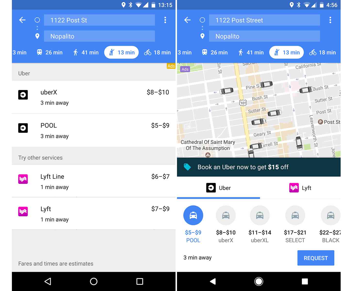 Google Maps update Uber integration