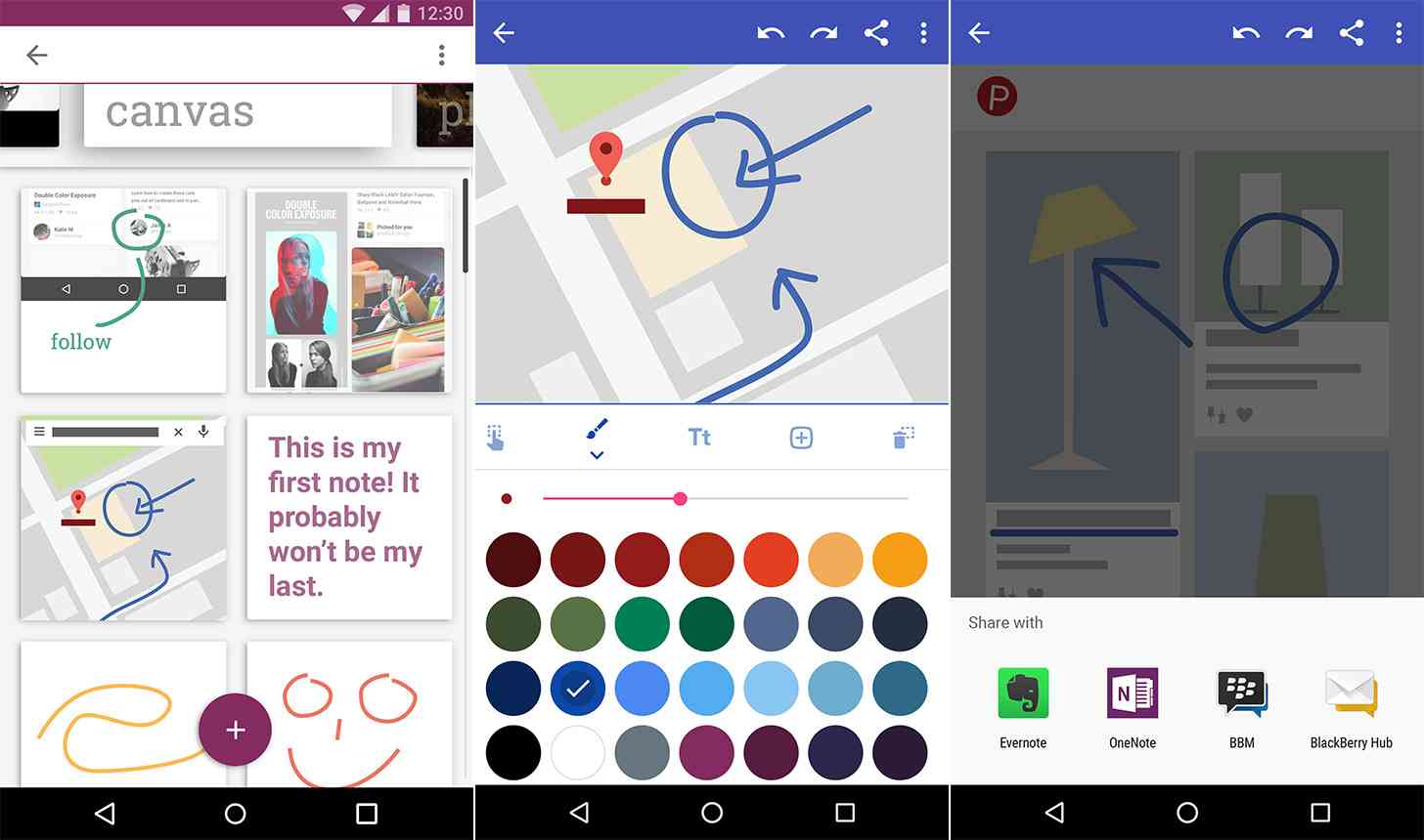 BlackBerry Notable Android app screenshots