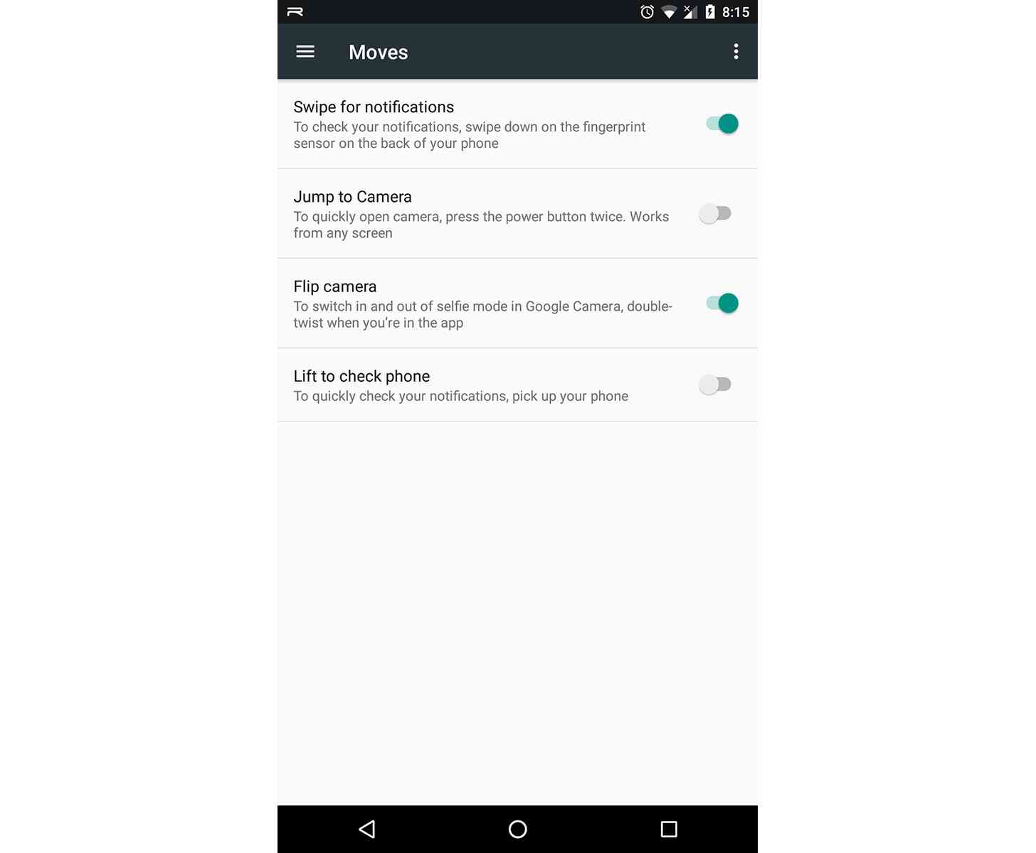 Nexus 5X Android 7.1.2 Swipe for notifications