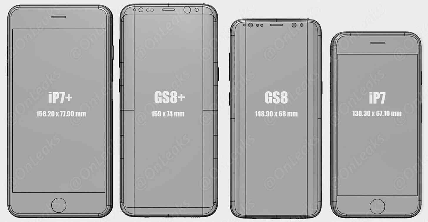 Samsung Galaxy S8, iPhone 7 size comparison leak