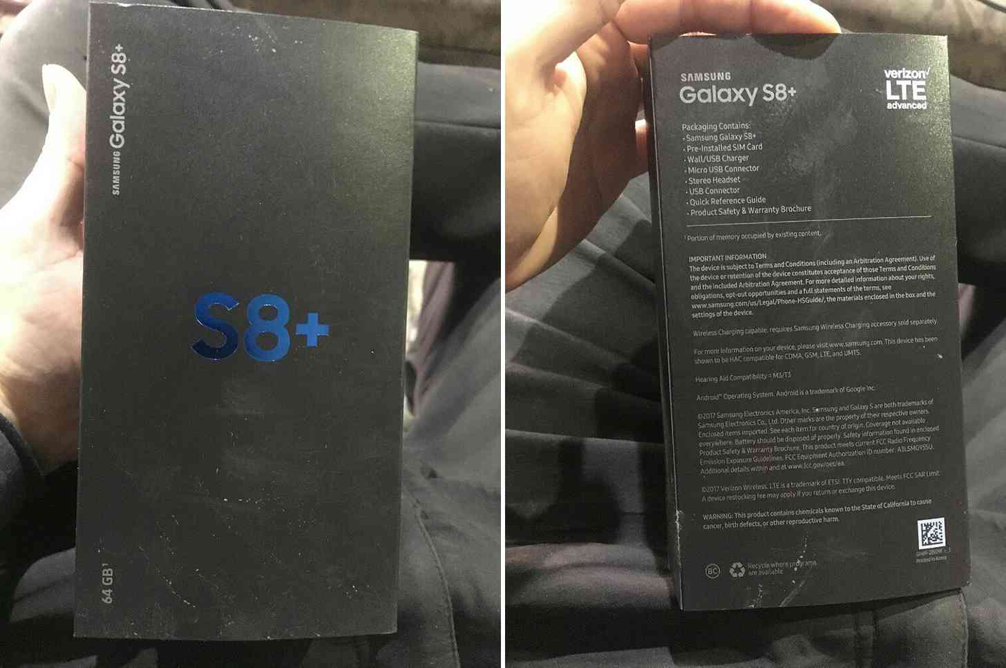 Samsung Galaxy S8+ retail packaging photos