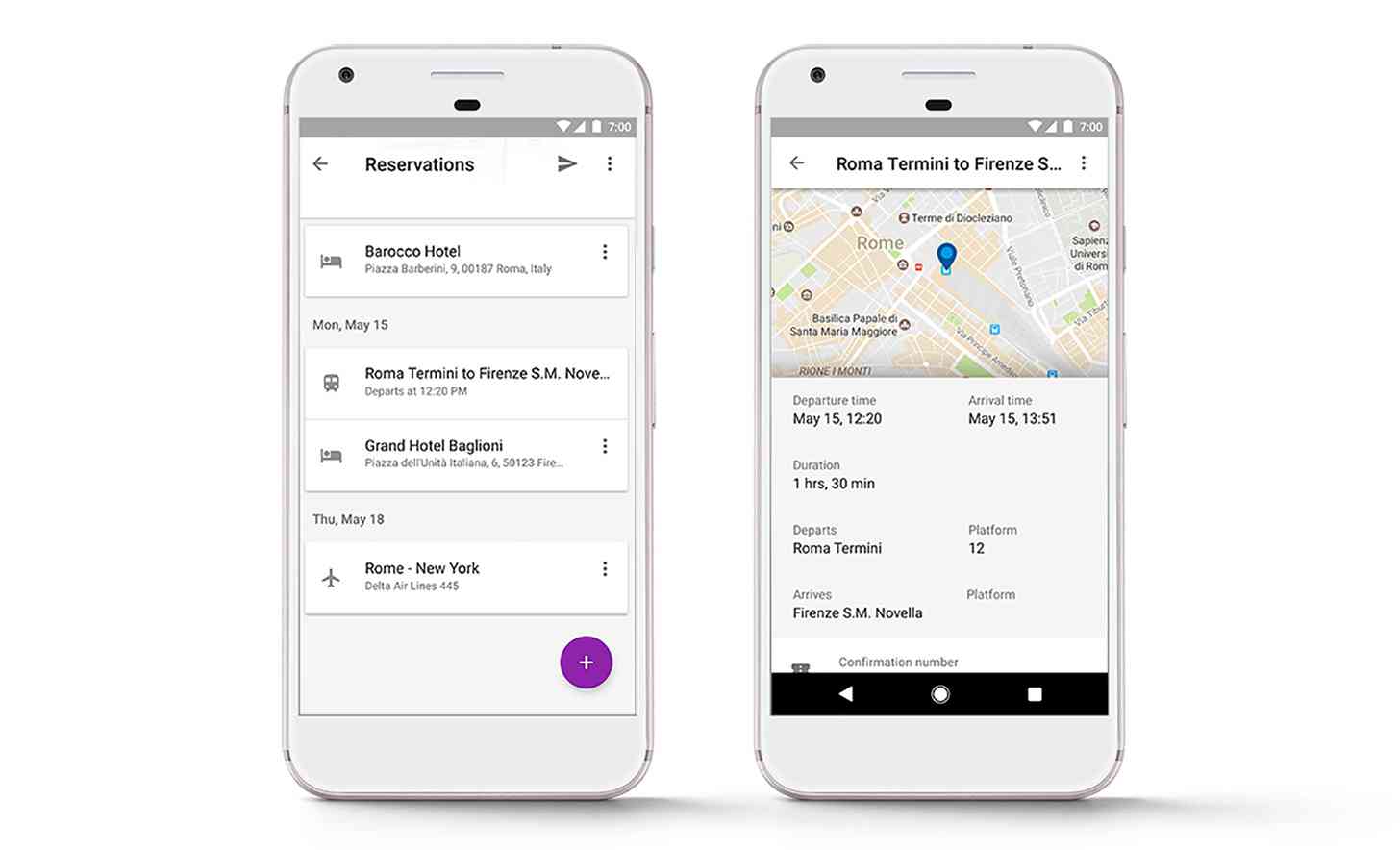 Google Trips bus and train reservation