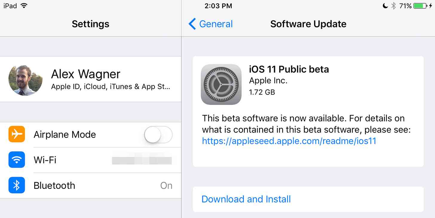 iOS 11 Public Beta update
