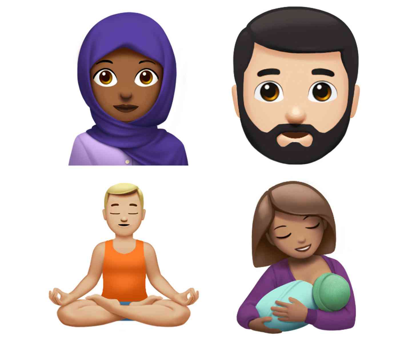 Apple new emoji hijab, beard, yoga, breastfeeding