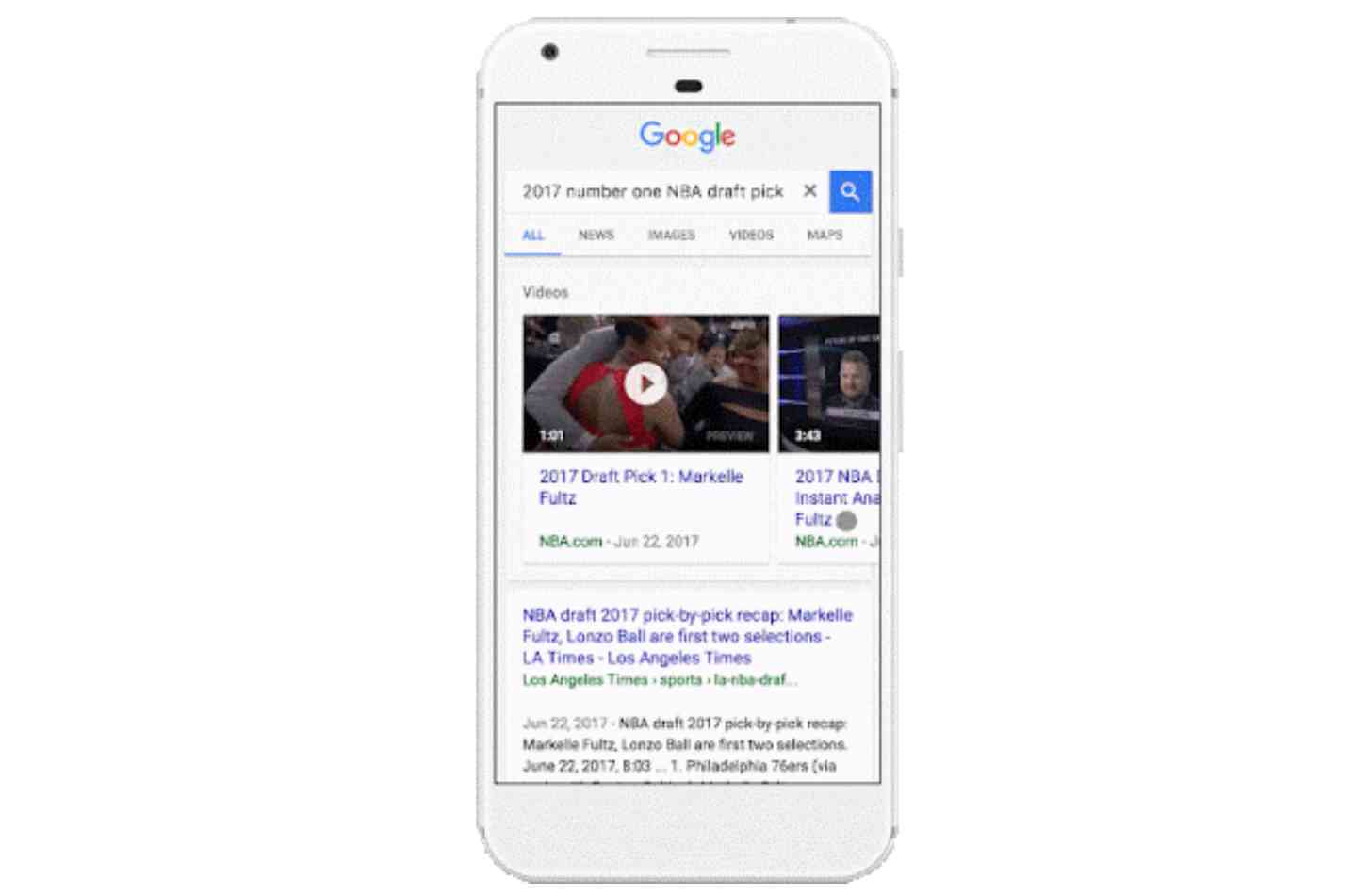 Google video previews search results Android