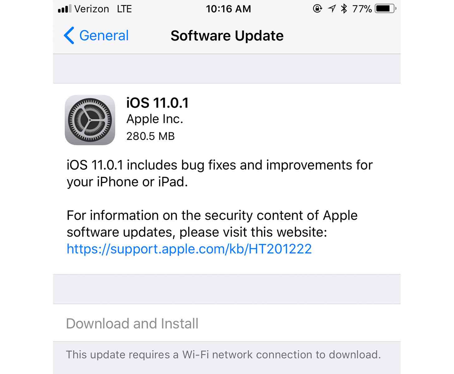 iOS 11.0.1 update