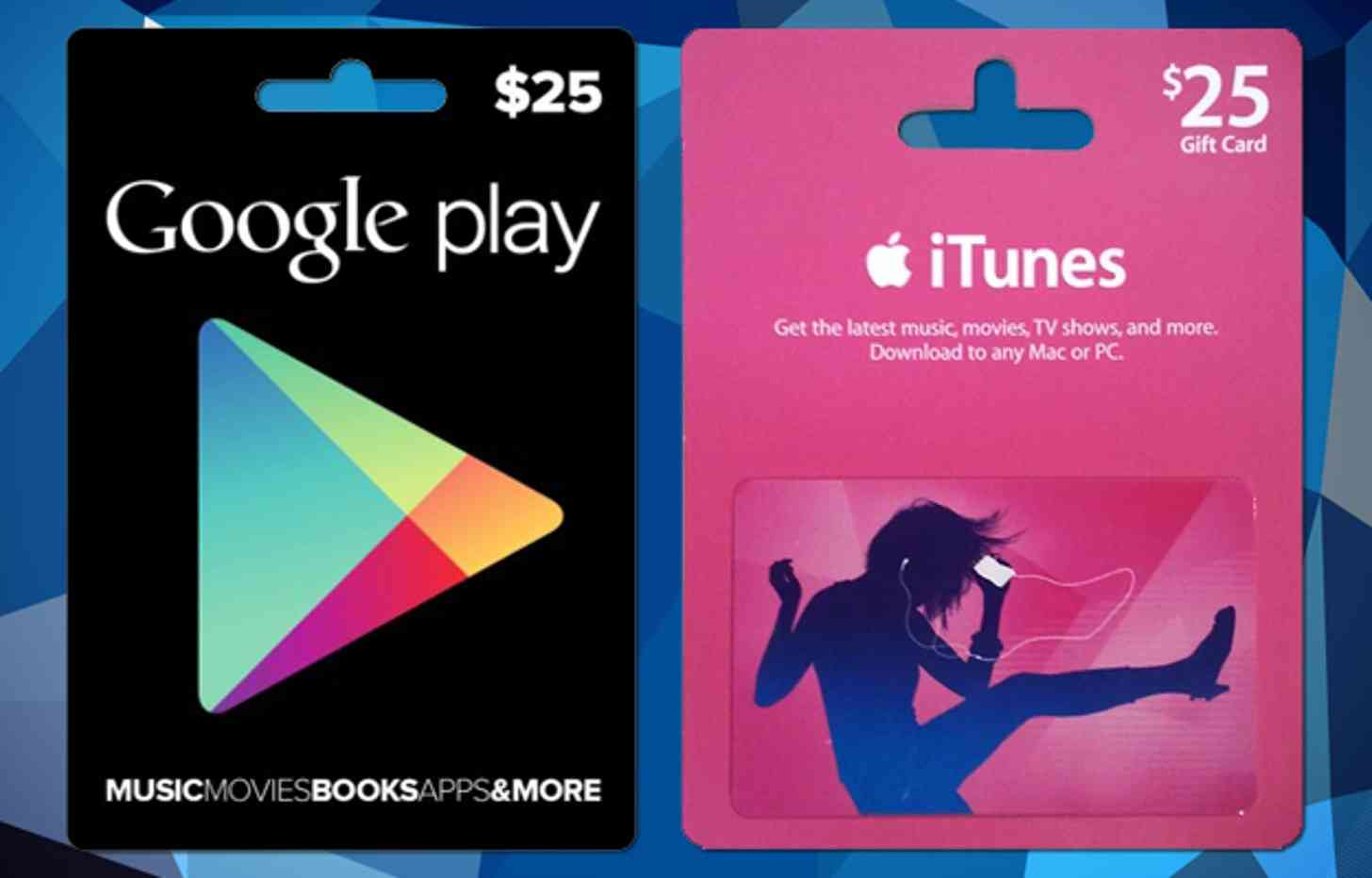 Google Play iTunes gift cards