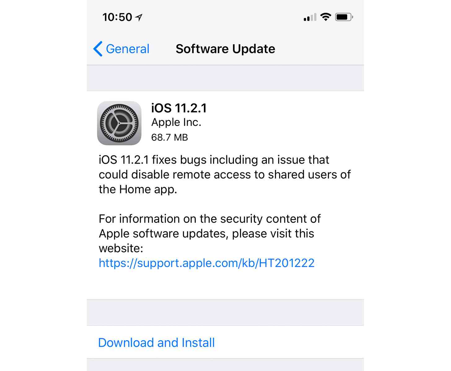 iOS 11.2.1 update Apple