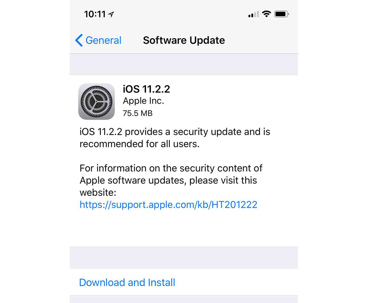 iOS 11.2.2 update Apple