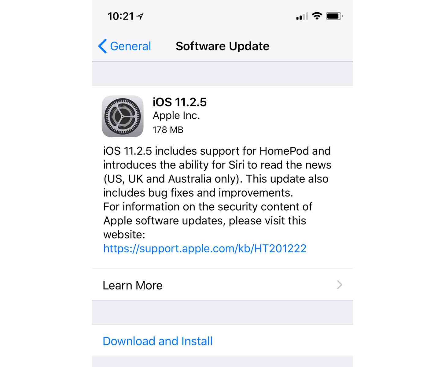 iOS 11.2.5 update