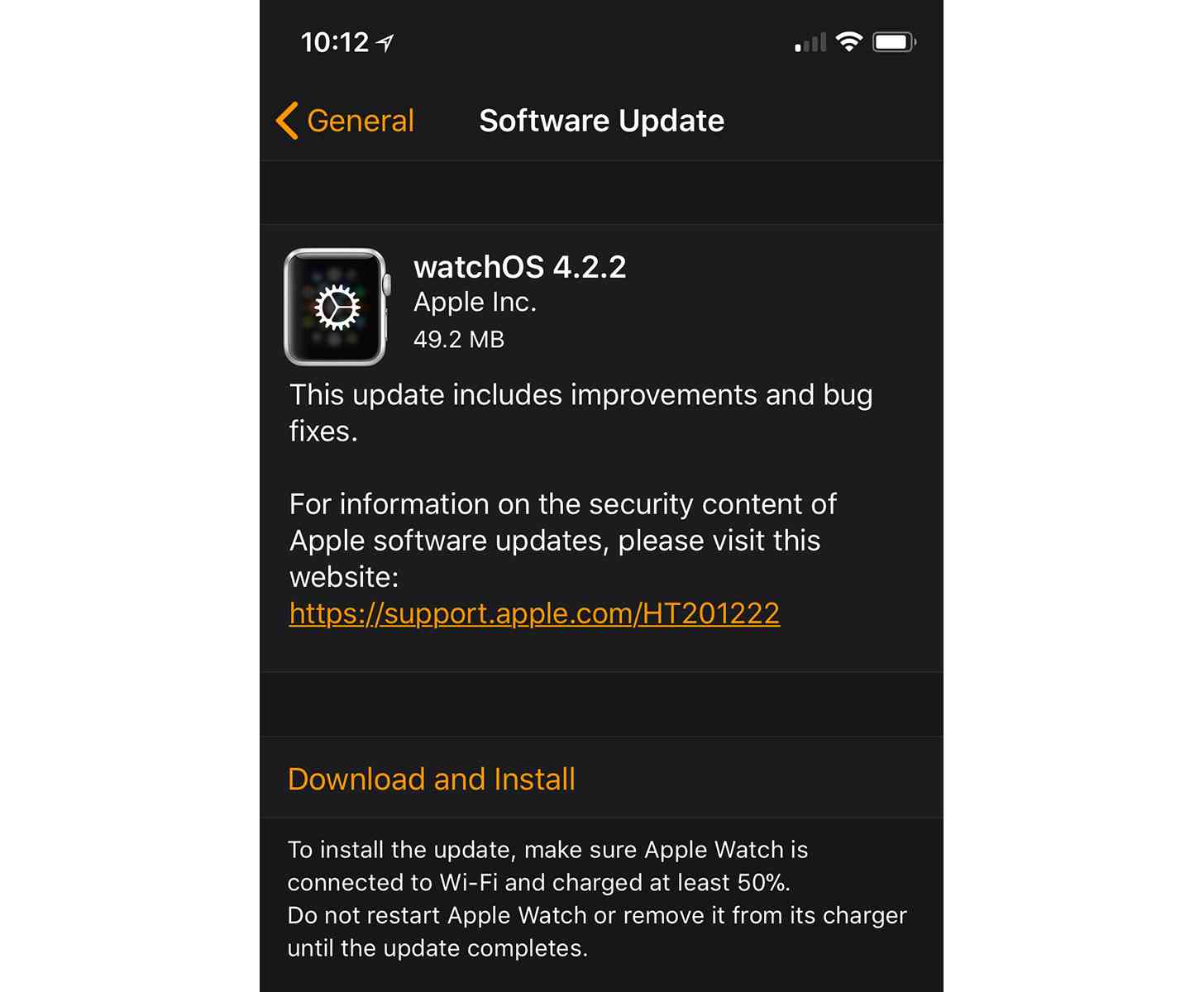 watchOS 4.2.2 update