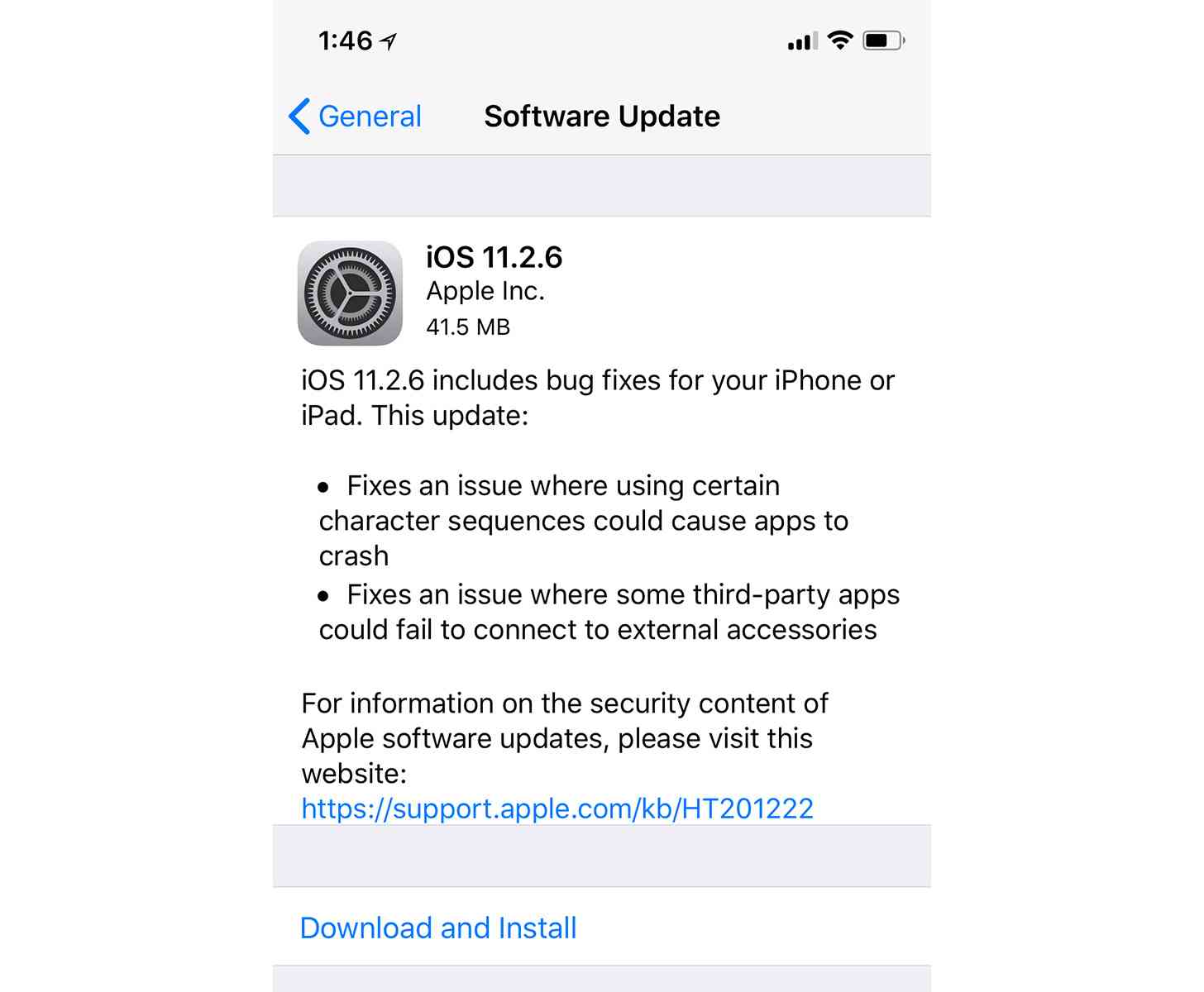 iOS 11.2.6 update