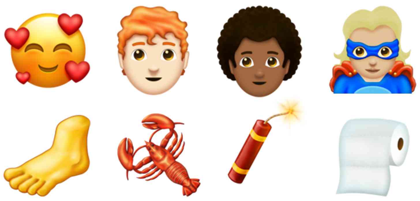 Unicode 11.0 new emoji foot, lobster, toilet paper