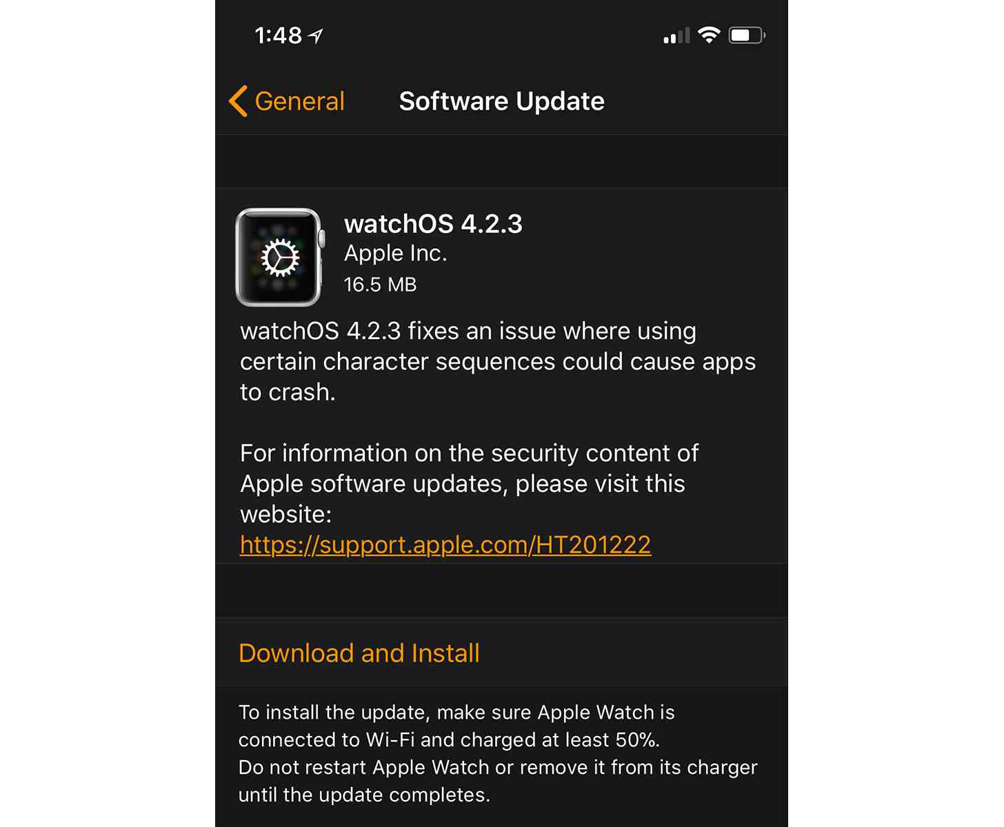 watchOS 4.2.3 update