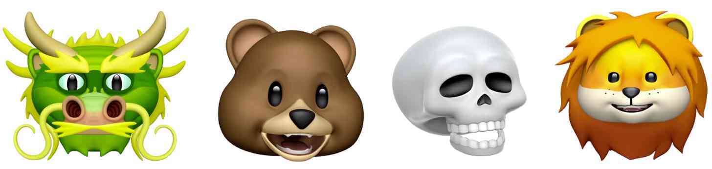 iOS 11.3 new Animoji dragon, bear, skull, lion