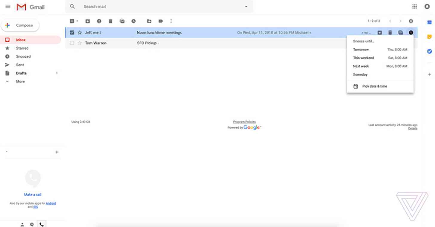 Gmail for web redesign 2