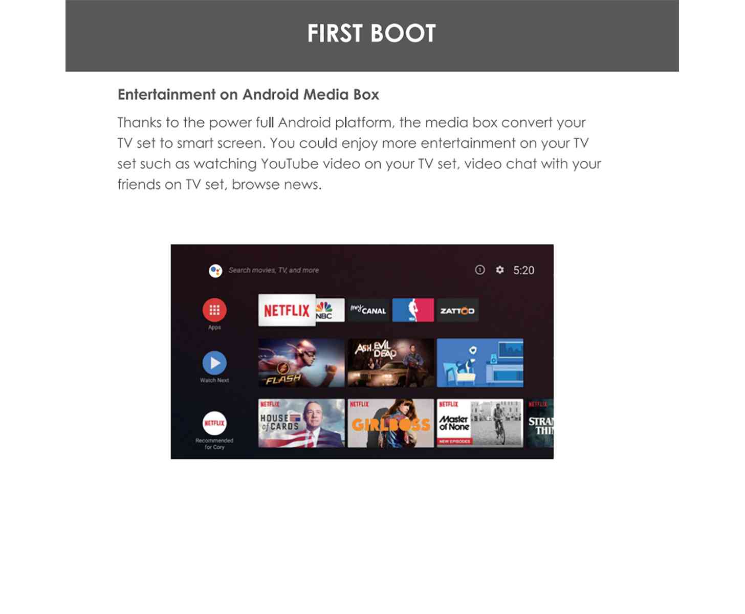 Google Android TV dongle user interface