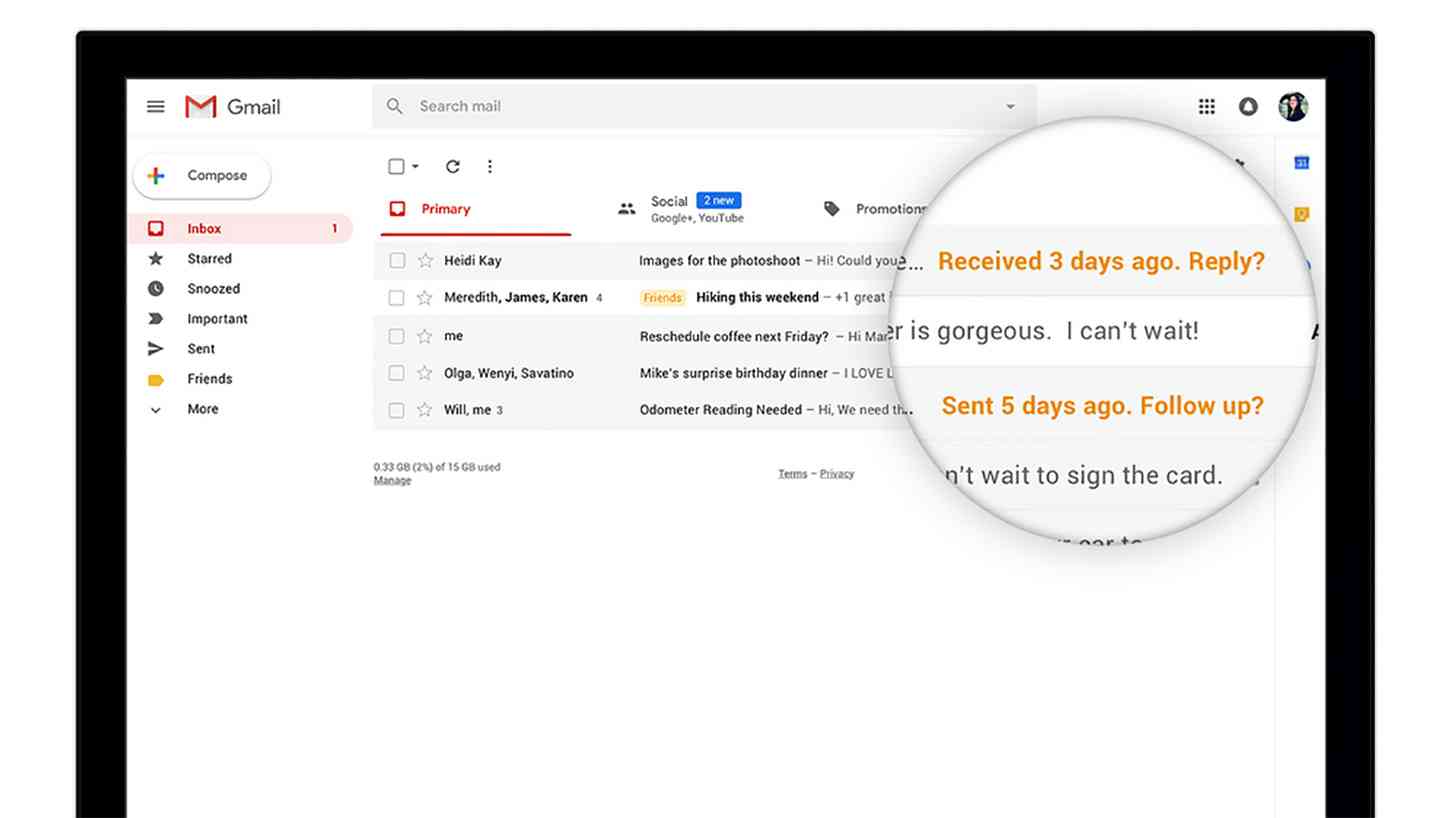 New Gmail for web nudge