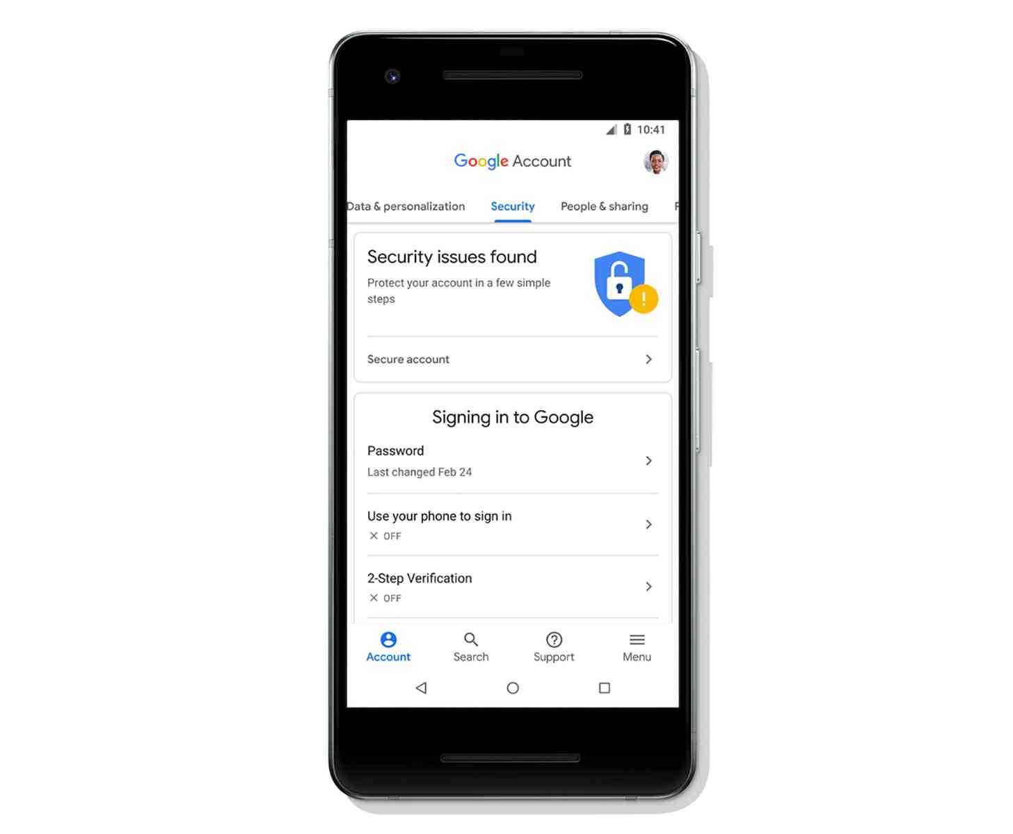 Google Account update security